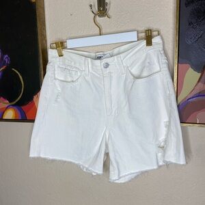 BDG White Distressed Denim Shorts